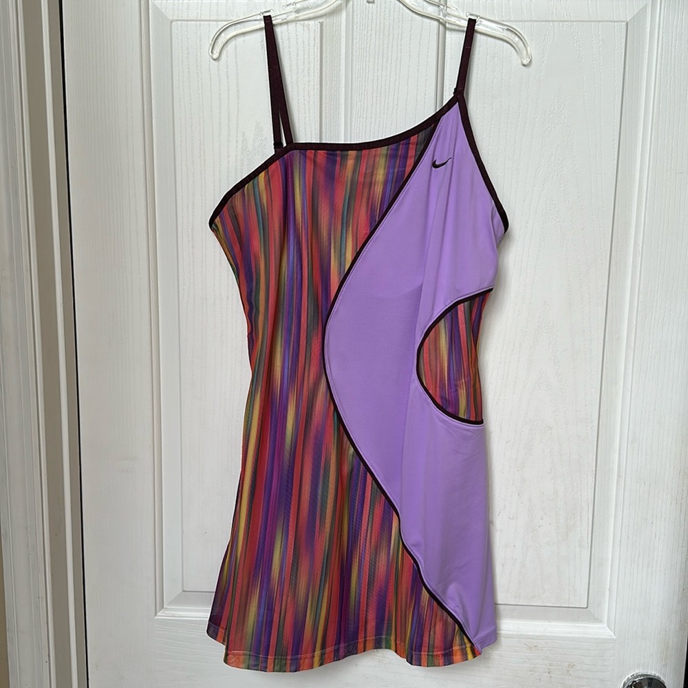 Nike Multicolor Striped & Lavender Tennis Dress XL - built in bra